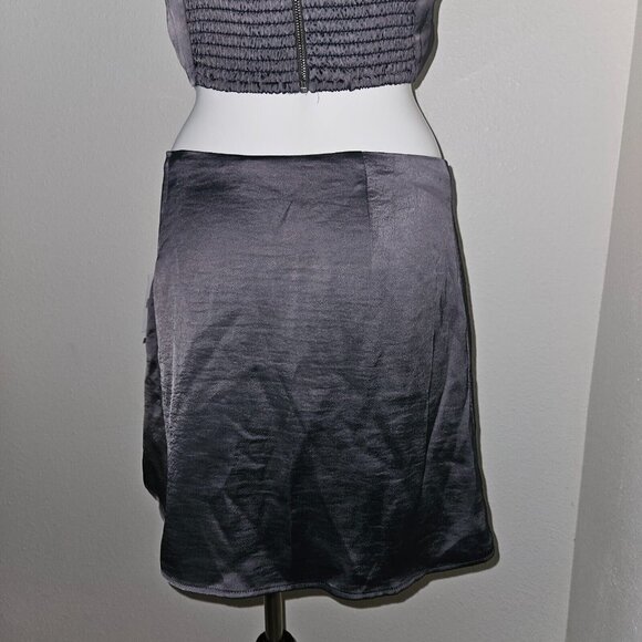 NEW Forever 21 F21 Bustier Crop Top Mini Skirt 2pc Set Gunmetal Gray Size Medium - Picture 9 of 16